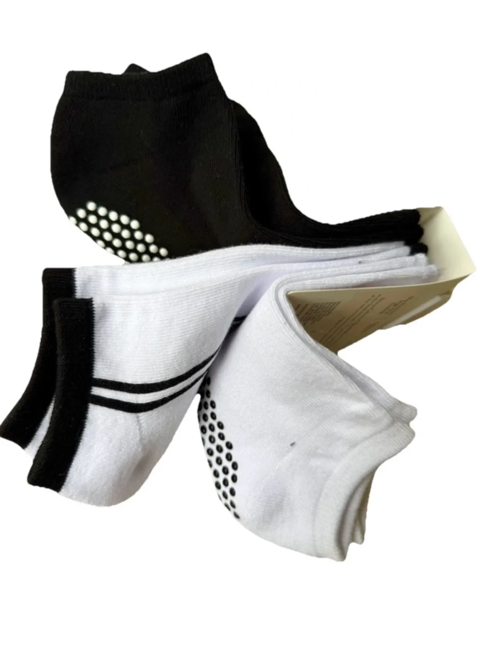 NEW Balance Collection Low-Cut Grip Socks - Black & White Non Slip Yoga Pilates
